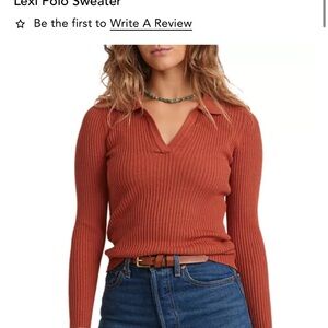 Marine Layer Polo Sweater in Rust